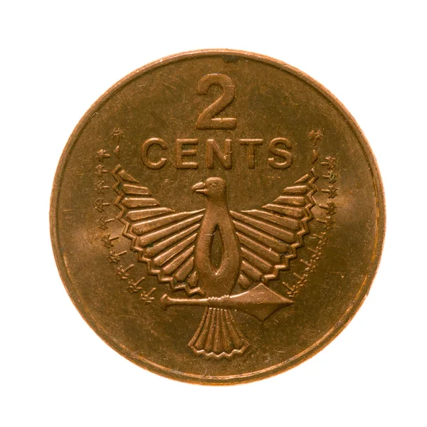 Moneta due centesimi Isole Salomone isolate su fondo bianco . — Foto Stock