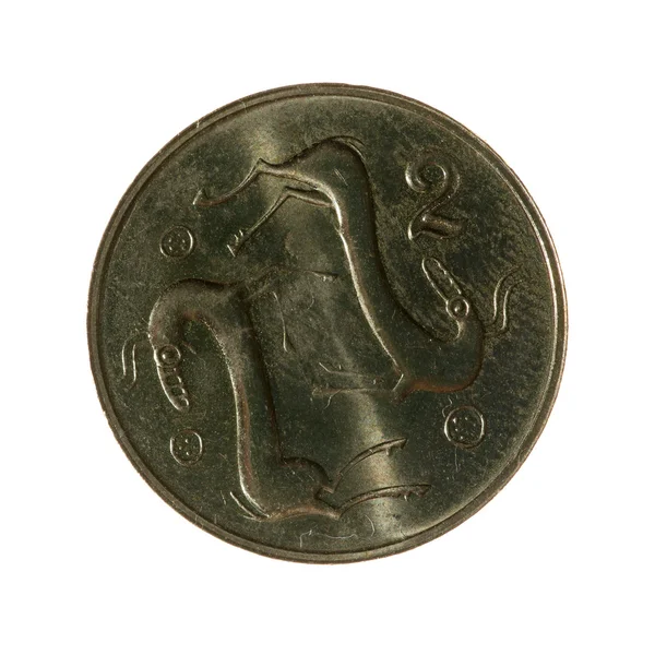 Moneda de Chipre dos centavos aislados sobre fondo blanco. vista superior — Foto de Stock