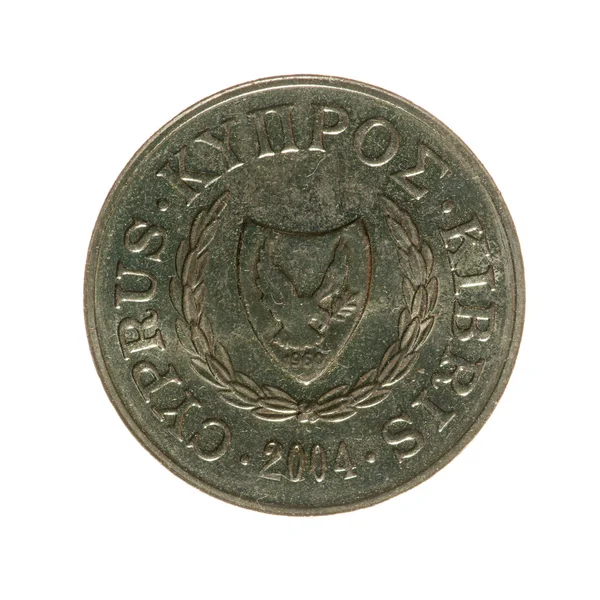 Cyprus coin twee cent geïsoleerd op een witte achtergrond. bovenaanzicht — Stockfoto