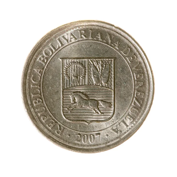 Fifty centavo coin Bolivia isolated on white background. top vi — Stock Photo, Image