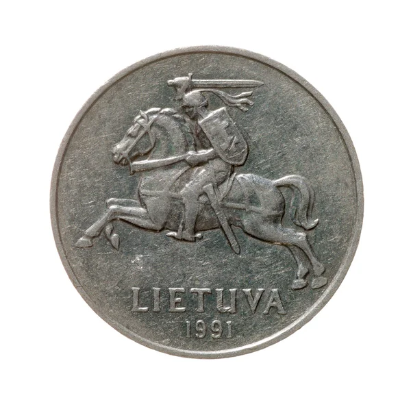 Lituania acuña dos centavos aislados sobre fondo blanco. vista superior —  Fotos de Stock