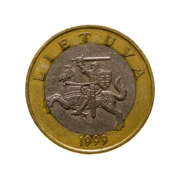두 리타스 리투아니아 흰색 배경에 고립 된 동전. 상위 뷰 — 스톡 사진