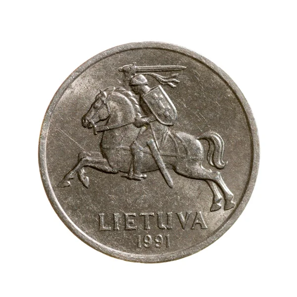 Moneda de un céntimo Lituania aislada sobre fondo blanco. vista superior —  Fotos de Stock