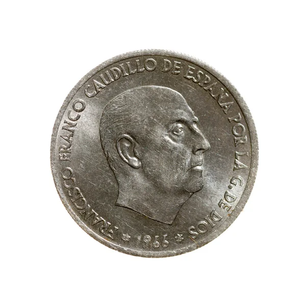 Moneda de 50 centavos España aislada sobre fondo blanco. vista superior . — Foto de Stock