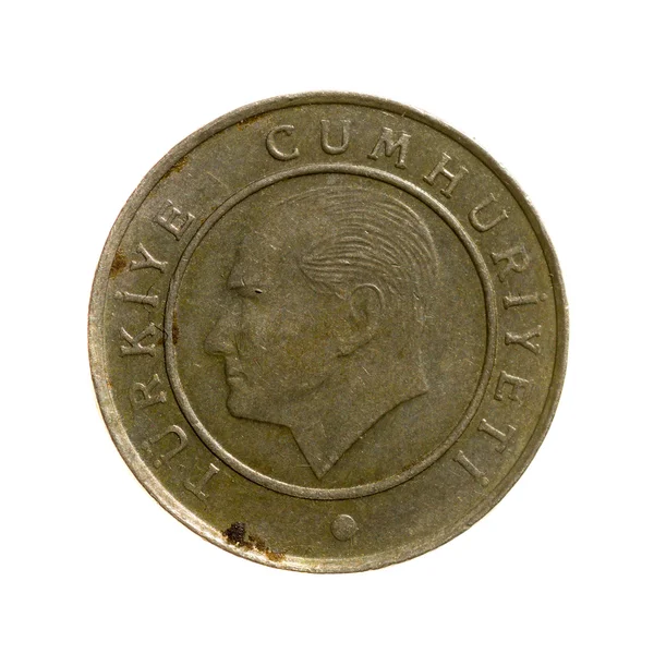 Venticinque monete kurush Turkey fone.vid isolato su una b bianca — Foto Stock
