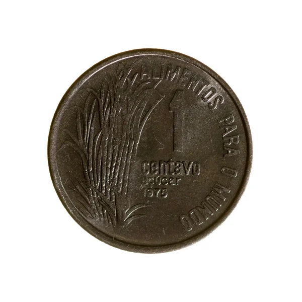 O Brasil é uma moeda centavo isolada sobre fundo branco. vista s — Fotografia de Stock