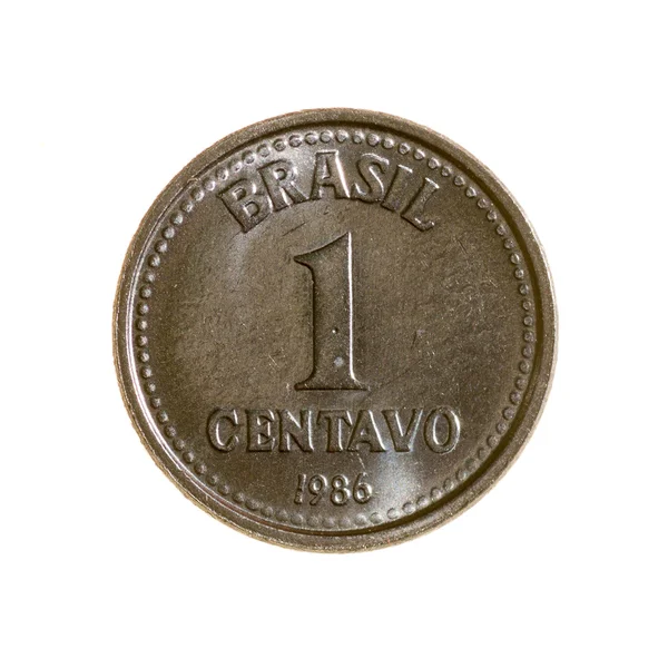 ブラジルは、白い背景で隔離 1 センタボ硬貨コインです。トップ vi — ストック写真