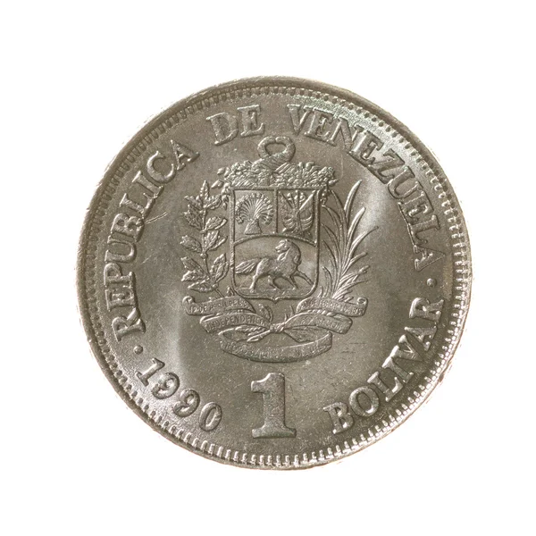 베네수엘라 볼리바르 동전 하나 흰색 배경에 고립입니다. 최고 6 — 스톡 사진