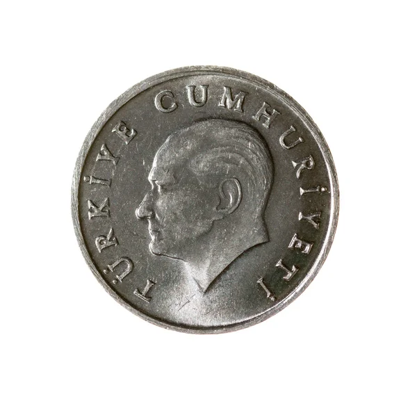 Κέρμα μία λίρα Τουρκίας απομονωθεί σε λευκό φόντο. κάτοψη. — Φωτογραφία Αρχείου