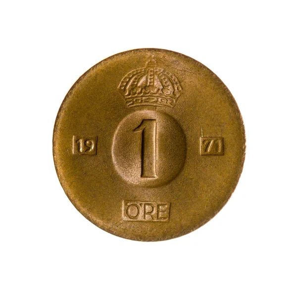 Монета однієї епохи Швеції ізольовані на білому тлі. вид зверху. — стокове фото