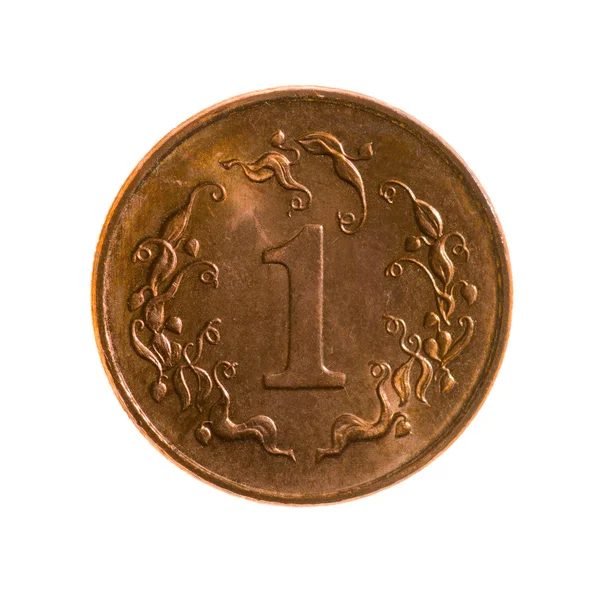 Moneda de un centavo de Zimbabwe aislada sobre un fondo blanco . — Foto de Stock