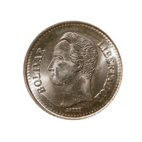 Двадцяти п'яти центів монети Венесуела ізольовані на білому тлі. — стокове фото