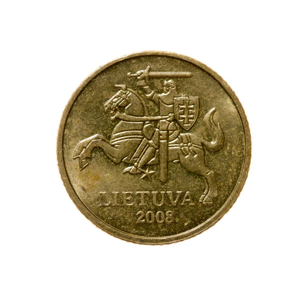 동전 한 푼 리투아니아 흰색 배경에 고립. 상위 뷰. — 스톡 사진