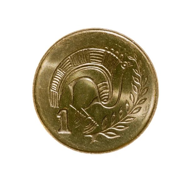 Moneda de un centavo de Chipre aislado sobre un fondo blanco. Top vie —  Fotos de Stock