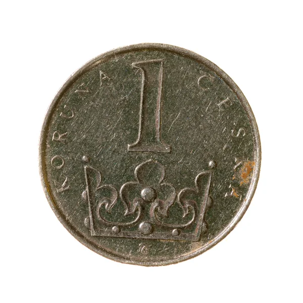 Τσεχική κορώνα νομίσματος ένα απομονωθεί σε λευκό φόντο. κάτοψη . — Φωτογραφία Αρχείου