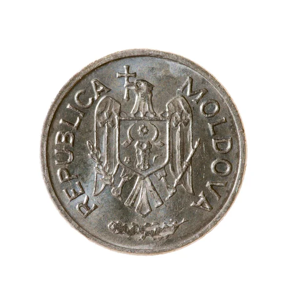 Νόμισμα μία απαγόρευση Μολδαβία απομονωμένη σε λευκό φόντο. επάνω όψη . — Φωτογραφία Αρχείου