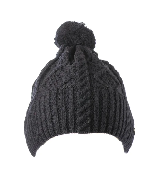 Knitted hat with pompom gray — Stock Photo, Image