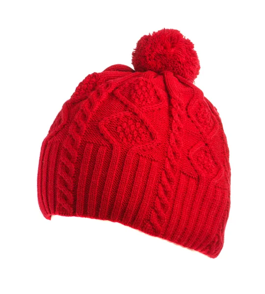 Örgü şapka beyaz arkaplanda izole 