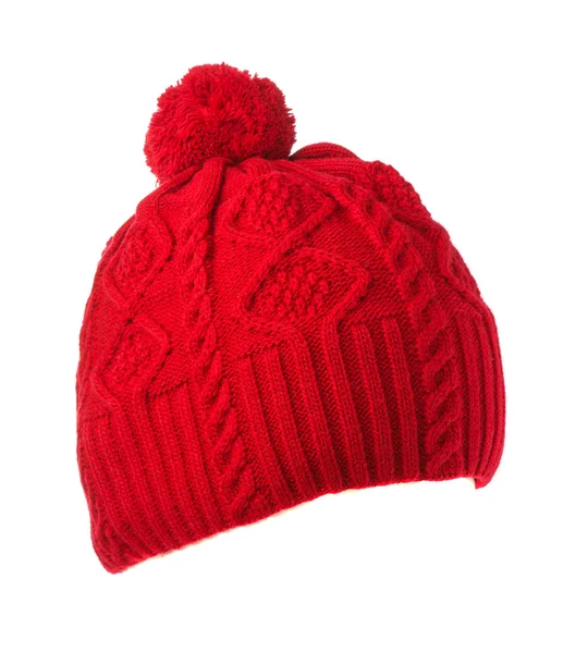 Örgü şapka beyaz arkaplanda izole 