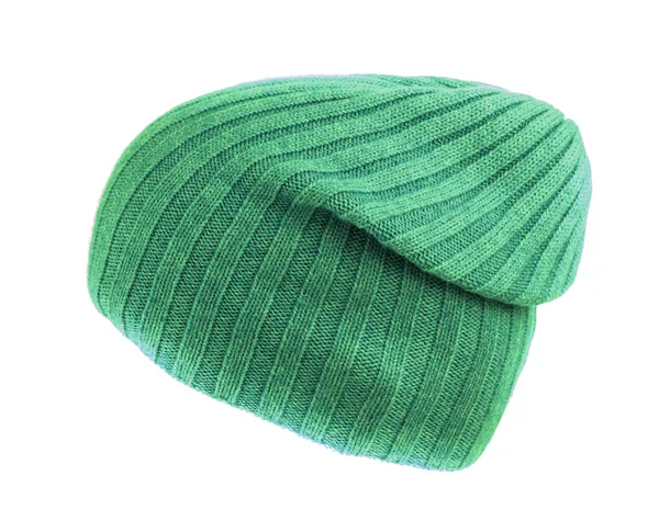 Cappello lavorato a maglia isolato su sfondo bianco.verde  . — Foto Stock