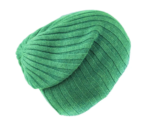 Chapéu de malha isolado em fundo branco.verde  . — Fotografia de Stock