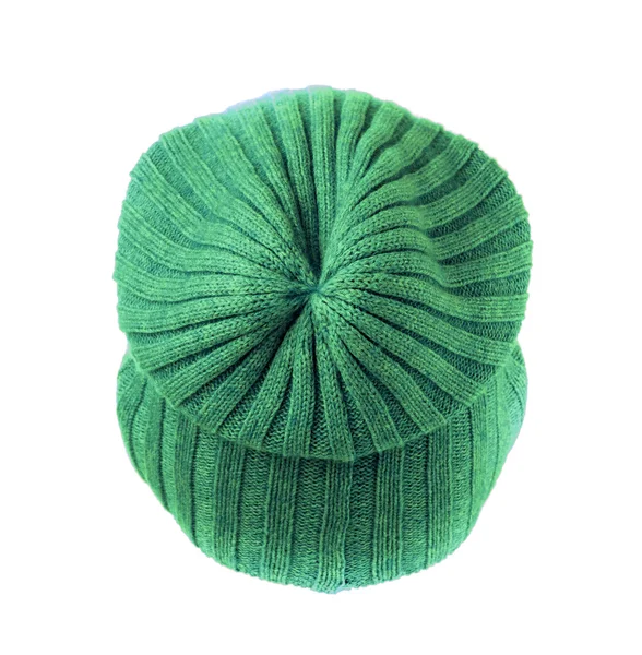 Cappello lavorato a maglia isolato su sfondo bianco.verde  . — Foto Stock