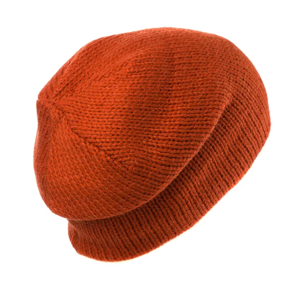 Chapéu de malha isolado no fundo branco .orange — Fotografia de Stock