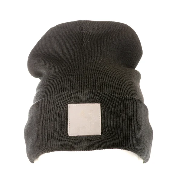 Cappello lavorato a maglia isolato su sfondo bianco .black — Foto Stock