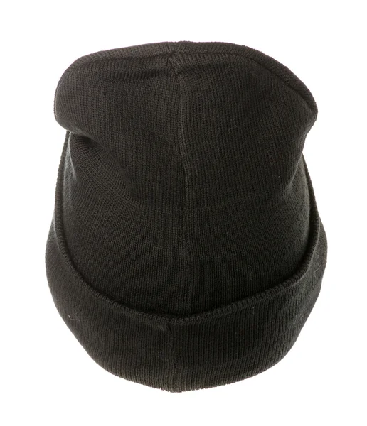 Cappello lavorato a maglia isolato su sfondo bianco .black — Foto Stock