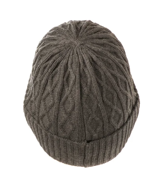 Cappello lavorato a maglia isolato su sfondo bianco .gray — Foto Stock