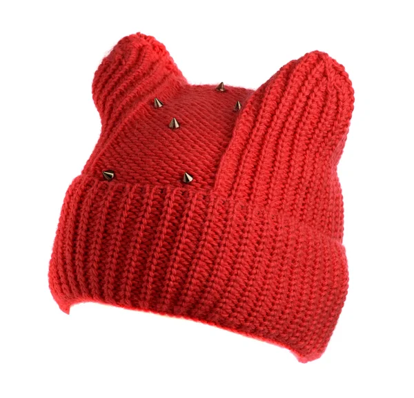 Topi rajutan diisolasi pada latar belakang putih .red — Stok Foto