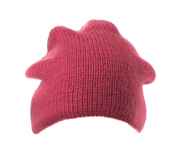 Cappello lavorato a maglia isolato su sfondo bianco .red — Foto Stock