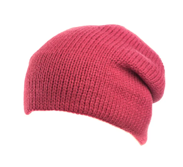 Knitted hat isolated on white background .red — Stock Photo, Image