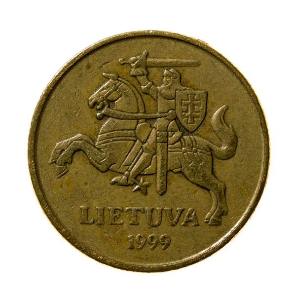 금속 동전 20 센트 리투아니아 흰색 배경에 고립. — 스톡 사진