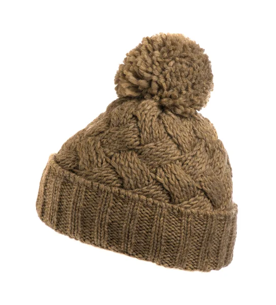 Örgü şapka beyaz arkaplanda izole 