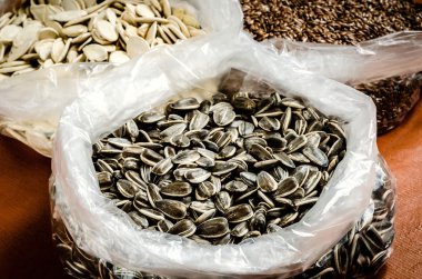Kabak çekirdeği ve linseeds arka plan ayçiçeği. 