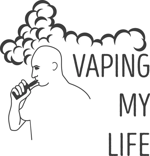 ロゴまたは電子タバコとエンブレムをマン — ストックベクタ