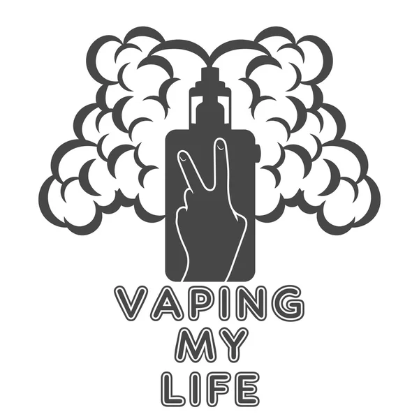 电子烟与蒸汽中描述了锡维多利亚和雾的题字，我的生活 — 图库照片
