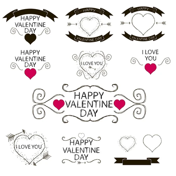 Set of emblems or decoration for Valentines Day — Stock Vector