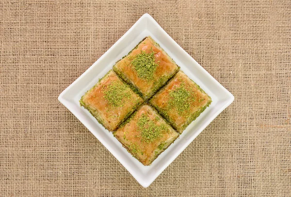 Dolce Ramadan Turco Tradizionale Baklava Con Pistacchi Turco Fistikli Baklava — Foto Stock