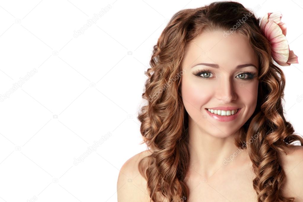 Beauty Young Woman Smile.  Happy Smiling Girl Face.