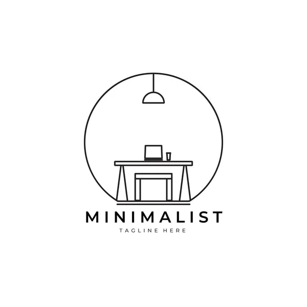 Minimalistiska Möbler Logotyp Vektor Illustration Design Linje Konst Möbler Logotyp — Stock vektor