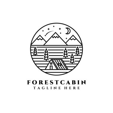 Kabin çizgisi sanat logosu vektör illüstrasyon tasarımı