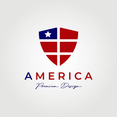 Amerikan ikonu, ABD bayrak koruyucusu logo vektör illüstrasyon grafiği