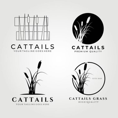 Cattail logosu bohça vektör illüstrasyon tasarımı, cattail simgesi