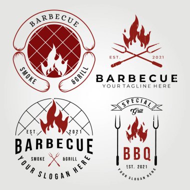 Barbekü koleksiyonu logo vektör illüstrasyon tasarımı