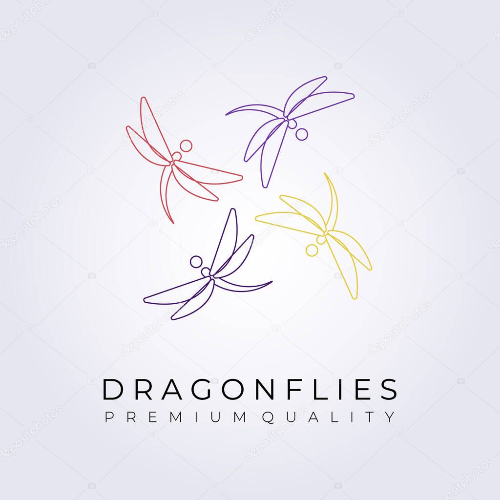 Colorful dragonflies Logo vector Illustration design