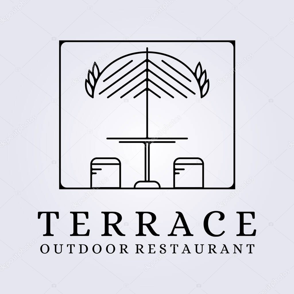 modern line art terrace cafe , restaurant , coffee shop logo icon symbol vector illustration design