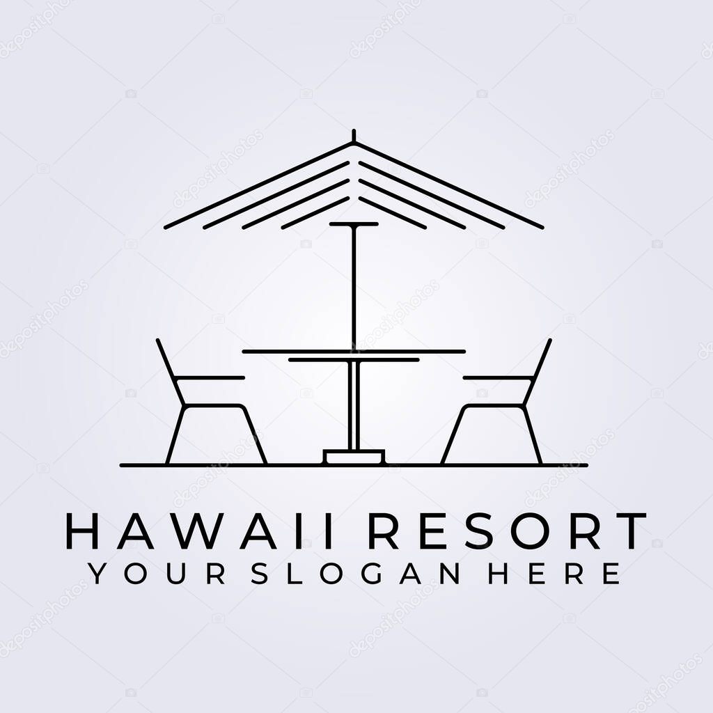 minimal terrace cafe restaurant , coffee shop logo icon sign symbol vector illustration design hawaii resort