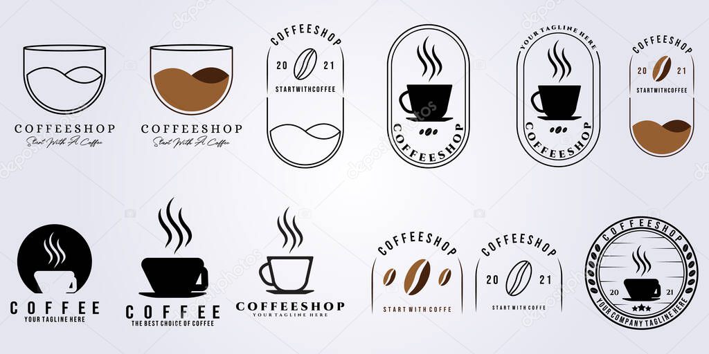 Set bundle coffee shop logo simple modern vector illustration design